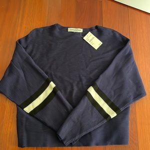 Navy sweater with stripes